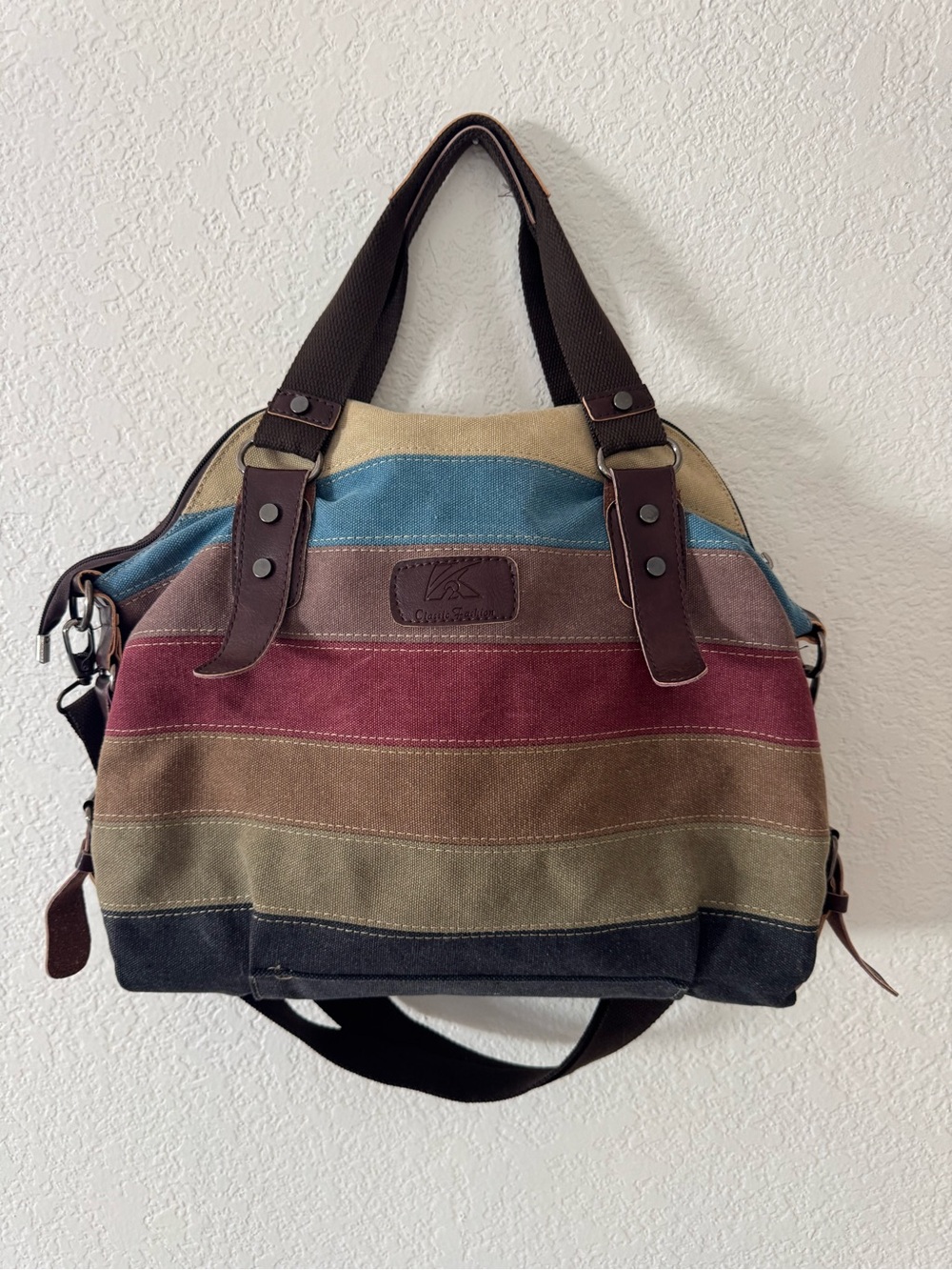 Classic Fashion Multi-Color Striped Hobo Shoulder Bag